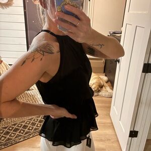 Express Black Sheer Peplum Top